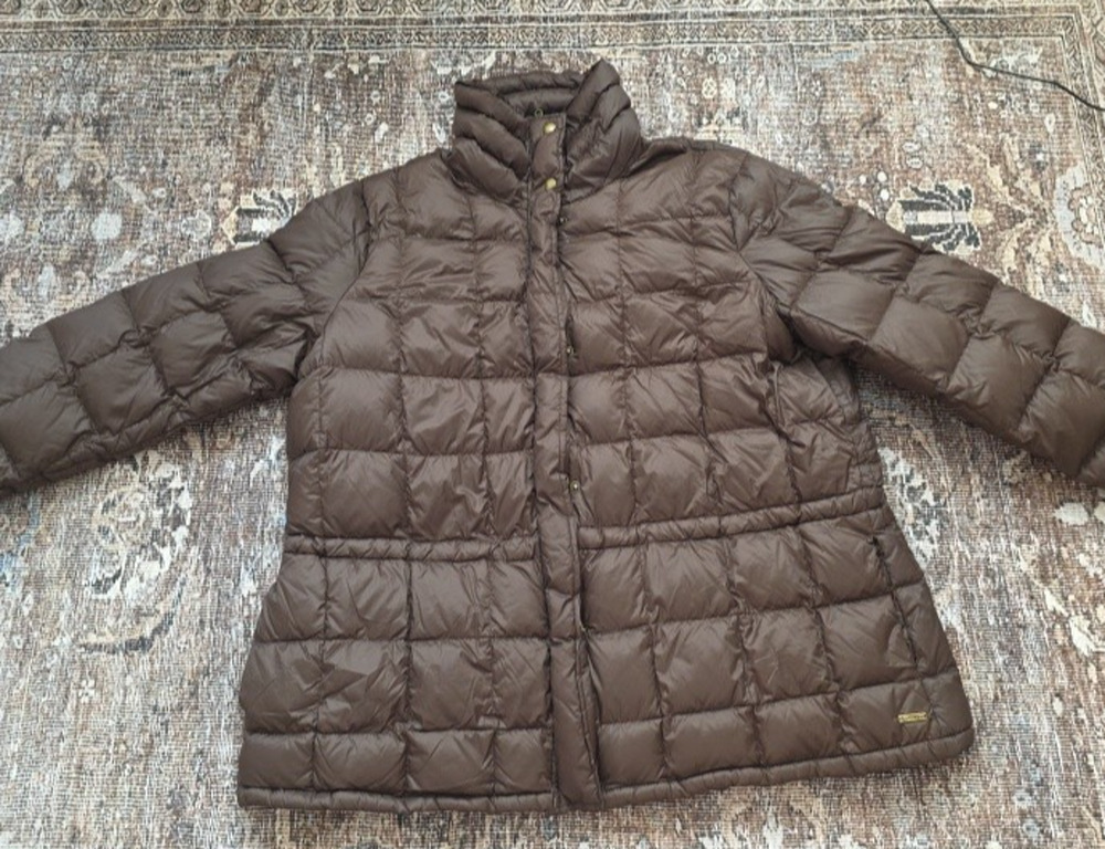 Lauren Ralph Lauren Womens 3X Brown Quilted Down Puffer Jacket Drawstring Waist